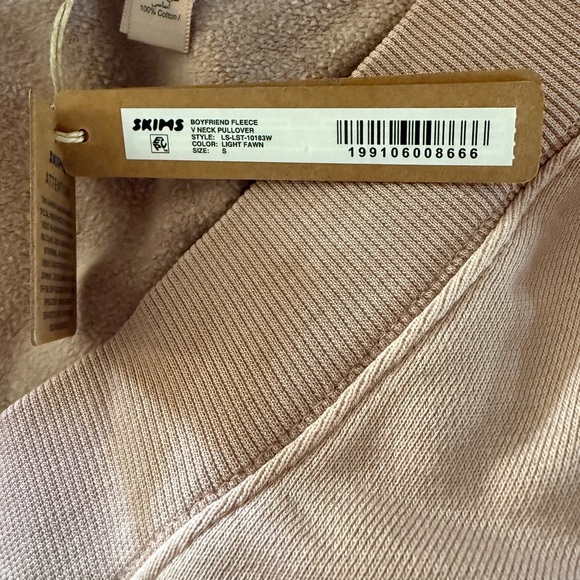 SKIMS NEW Boyfriend Fleece V Neck Pullover NWT - Picture 4 of 5